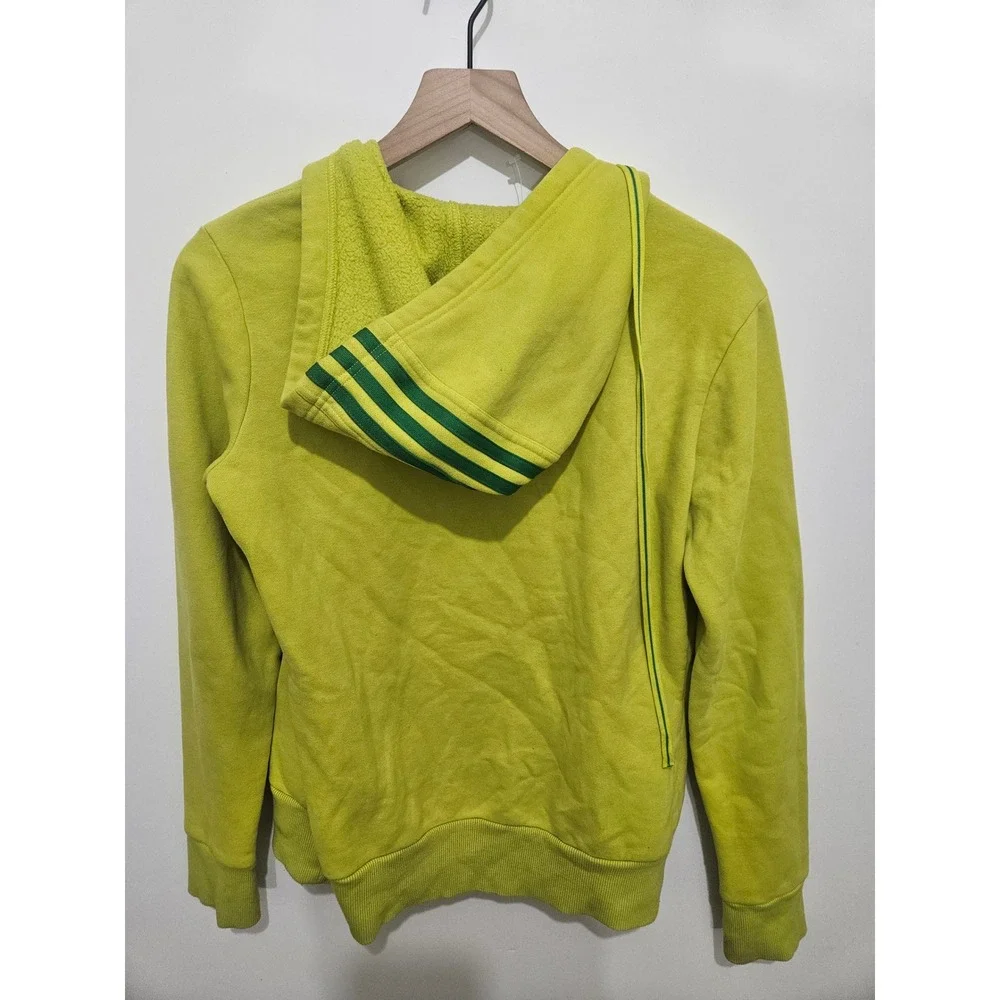 Adidas Womens Lime Green Full Zip Hoodie Thumbholes Size S Chartreuse Activewear
